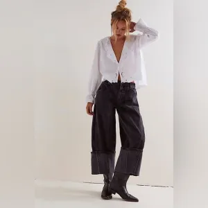 NWT! Free People We The Free Olsen Cuffed Crop Barrel Jeans Sz 30