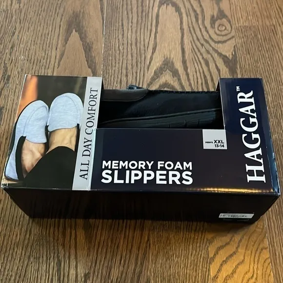NWT Haggar indoor outdoor microsuede Venetian black slippers size XXL 13/14