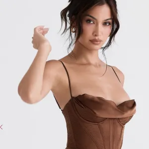 NWT House of CB - CHARMAINE Chocolate Corset Maxi slip dress NWT Size L  $285