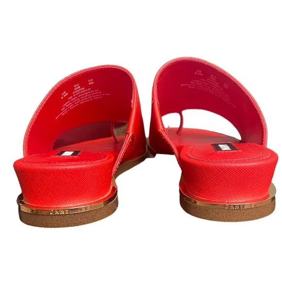 NWT IN BOX DKNY Daz Leather Heeled Flat Toe Slide Sandal (size 8.5)