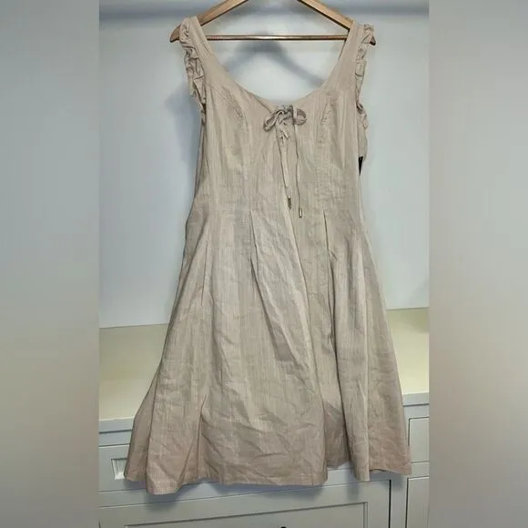 NWT- INC - TIE DETAIL KNEE-LENGTH FIT &amp; FLARE DRESS- size 14