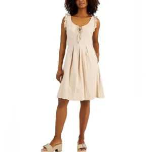 NWT- INC - TIE DETAIL KNEE-LENGTH FIT &amp; FLARE DRESS- size 14