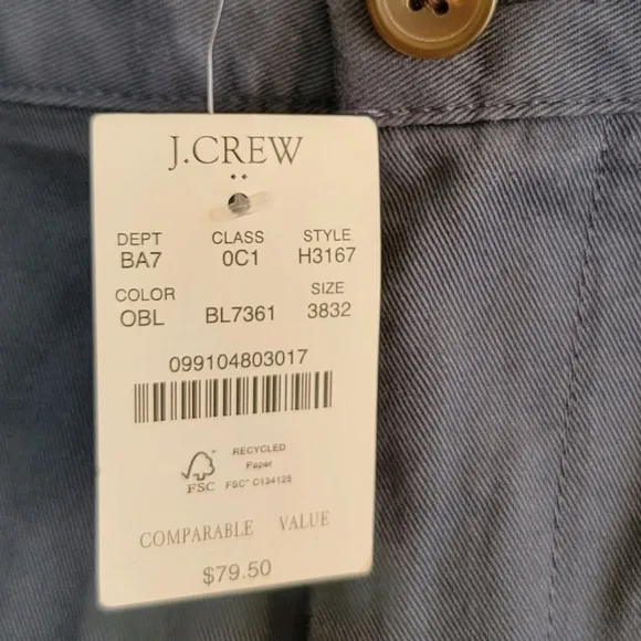 NWT J. Crew Factory | Slim Flex Fit Men's Blue Chino Dress Pants Size 38x32