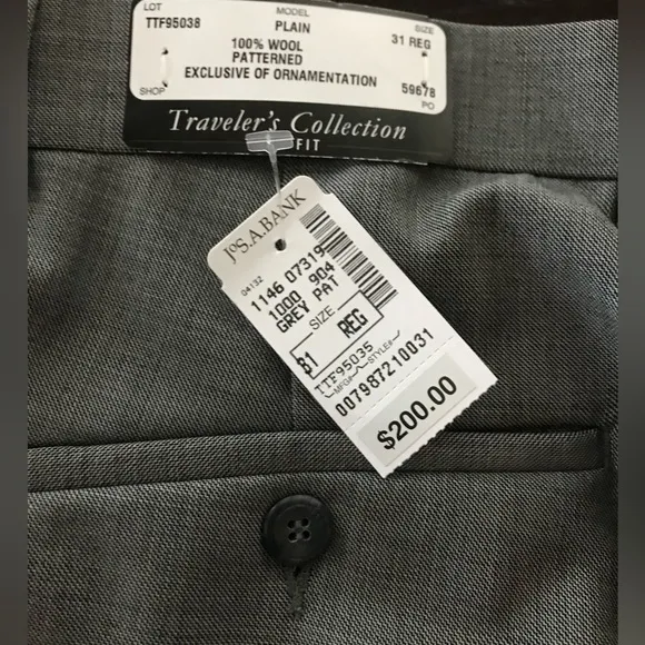 NWT Jos A Bank Gray Traveler Slim Fit Dress Pants Size 31R