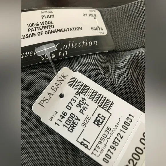 NWT Jos A Bank Gray Traveler Slim Fit Dress Pants Size 31R