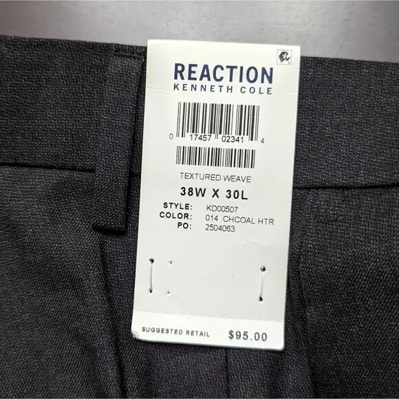 NWT Kenneth Cole Reaction Stretch Slim Fit Dress Pants Size 38x30