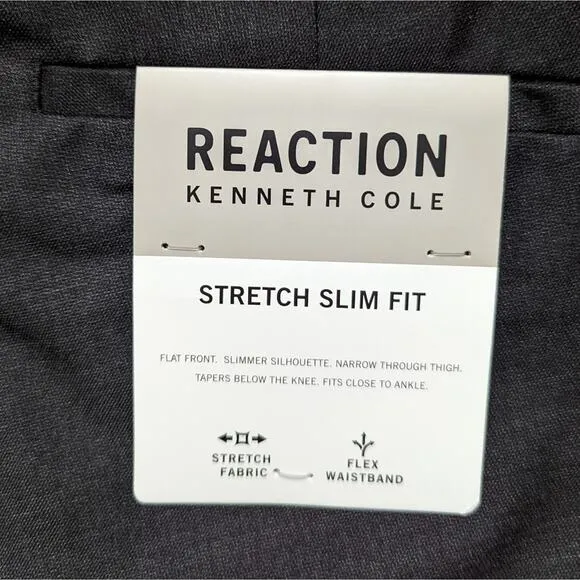 NWT Kenneth Cole Reaction Stretch Slim Fit Dress Pants Size 38x30