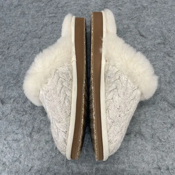 NWT L. L. Bean Women's 7 Med Australian Lamb Fur Cozy Knit House Slippers Warm