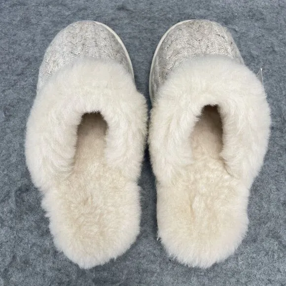 NWT L. L. Bean Women's 7 Med Australian Lamb Fur Cozy Knit House Slippers Warm