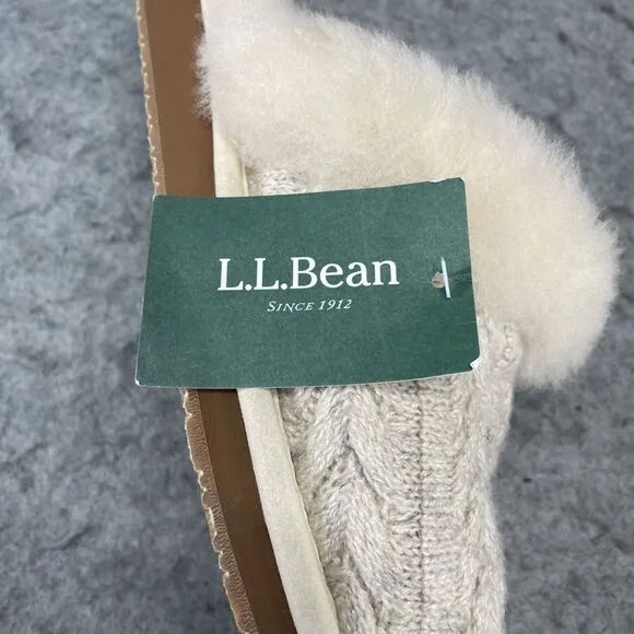 NWT L. L. Bean Women's 7 Med Australian Lamb Fur Cozy Knit House Slippers Warm