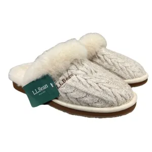 NWT L. L. Bean Women's 7 Med Australian Lamb Fur Cozy Knit House Slippers Warm