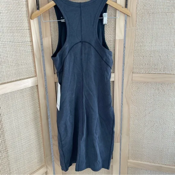 NWT LULULEMON RIBBED SOFTSTREME SLIM FIT TANK DRESS BLACK SIZE 4