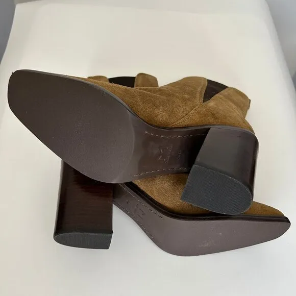 NWT MARC FISHER Leather Block Heel Mid-Calf Boots Women's Size 8.5