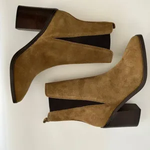 NWT MARC FISHER Leather Block Heel Mid-Calf Boots Women's Size 8.5