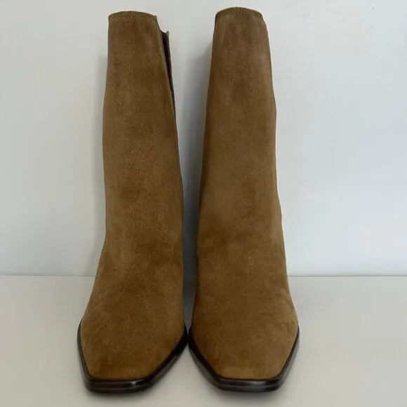 NWT MARC FISHER Leather Block Heel Mid-Calf Boots Women's Size 8.5