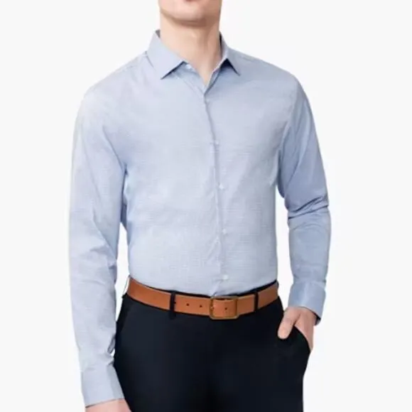NWT Ministry Of Supply Men's Slim Fit Button Up Aero Dress Shirt Blue White XXL