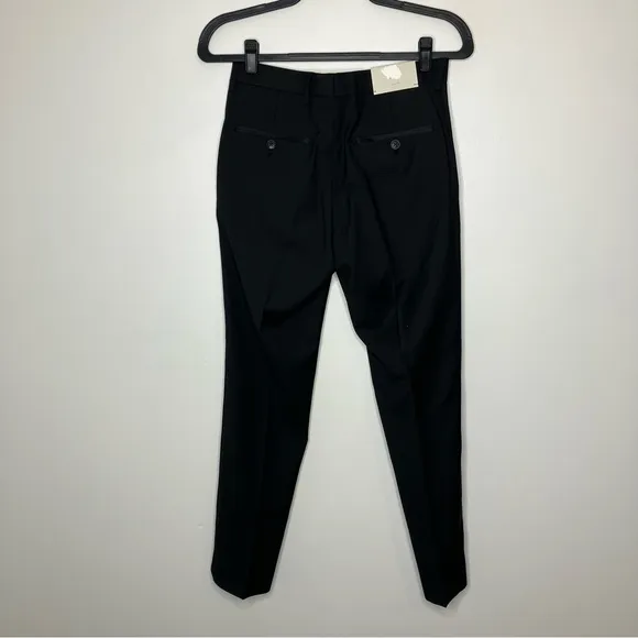 NWT MOSS BROS LONDON Slim Fit Black Dress Trousers 28S