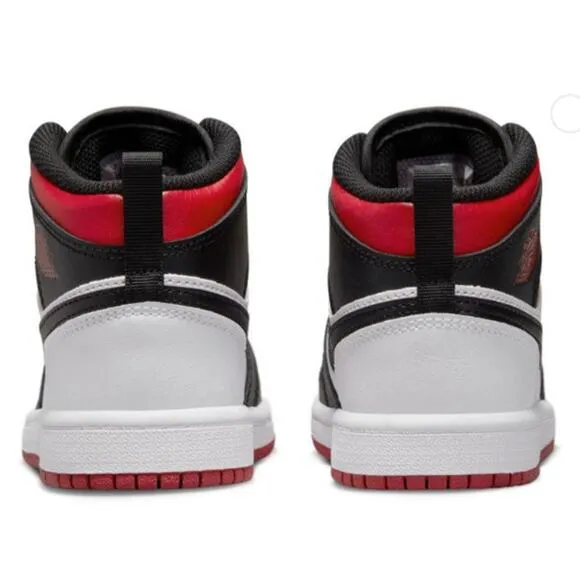 NWT Nike Unisex Air Jordan 1 Mid Shoes, Gym Red/Black Toe, 1 Little Kid