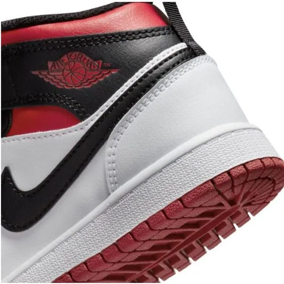 NWT Nike Unisex Air Jordan 1 Mid Shoes, Gym Red/Black Toe, 1 Little Kid