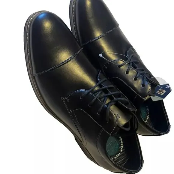 NWT Nunn Bush Men's Business Black Cap Toe Oxford Shoes US 13