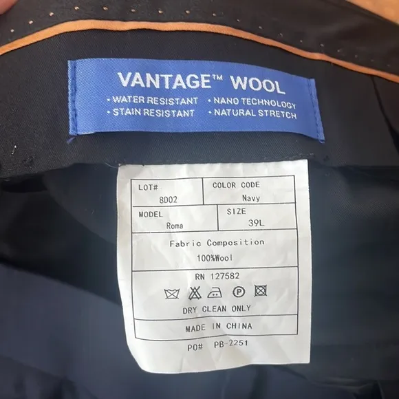 NWT Paul Betenly Super 120's Vantage Wool Slim Fit Dress Pant
