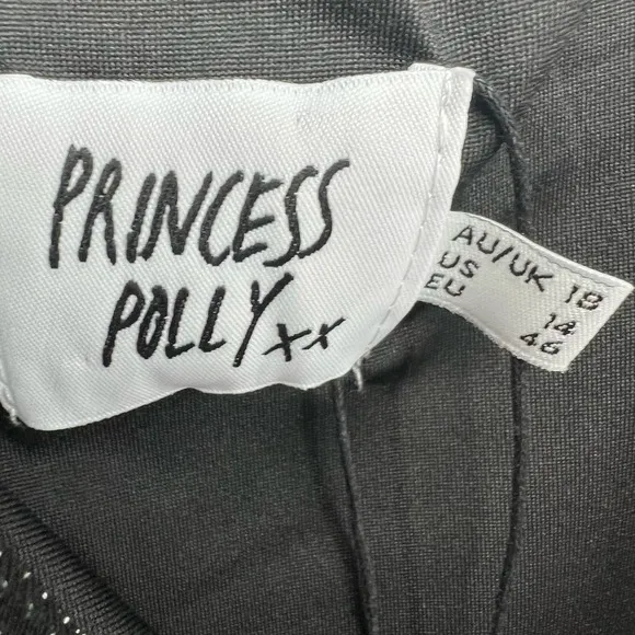 NWT Princess Polly Reeva Mini Dress Women's Size 14 Black Curve Shimmer Slim Fit