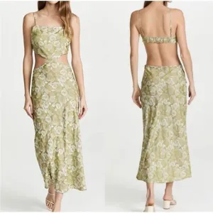 NWT RAHI Anthro Emilea Green Cutout Slip‎ Dress L