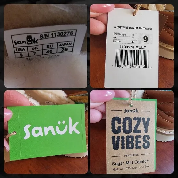 NWT Sanuk Cozy Vibe Low Southwest Women's Indoor Outdoor Slippers Size 9
