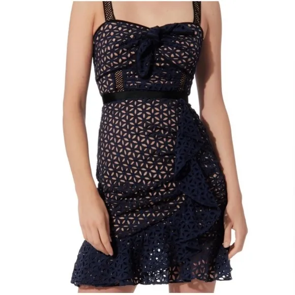 NWT Self-Portrait Broderick navy floral Dress 8