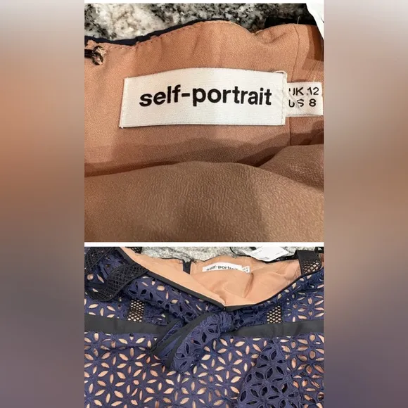 NWT Self-Portrait Broderick navy floral Dress 8