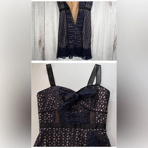 NWT Self-Portrait Broderick navy floral Dress 8
