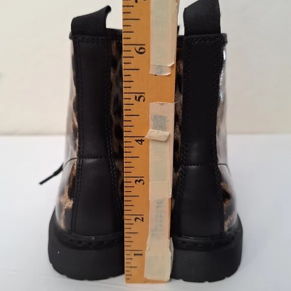 NWT Steve Madden kids women combat boots sparkly glitter leopard zipper lace up