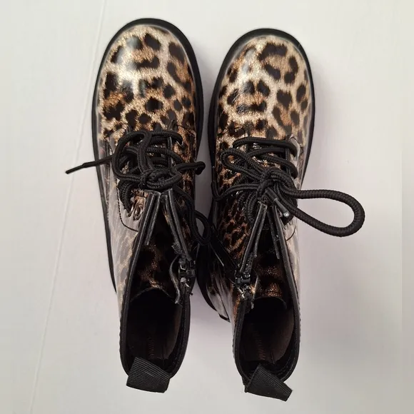 NWT Steve Madden kids women combat boots sparkly glitter leopard zipper lace up