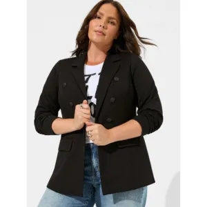 NWT! Studio by Torrid Light Ponte Double Breasted Stretchy Blazer in Deep Black