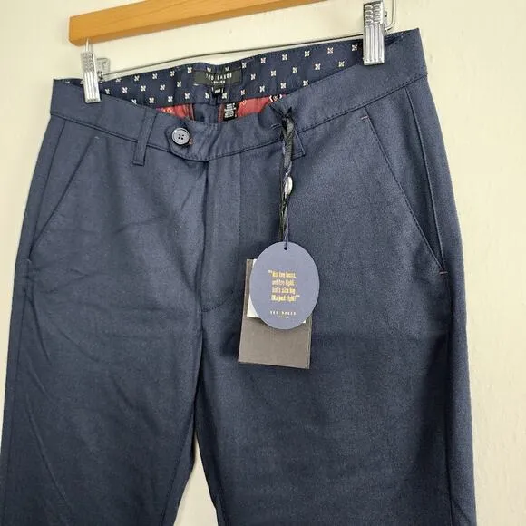 NWT Ted Baker SeyII Slim Fit Plain Trouser Mens Dress Pant Navy