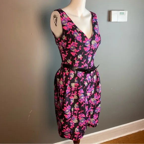 NWT Tracy Reese Plenty Dress sleeveless belted pin-up floral Thea Size 4
