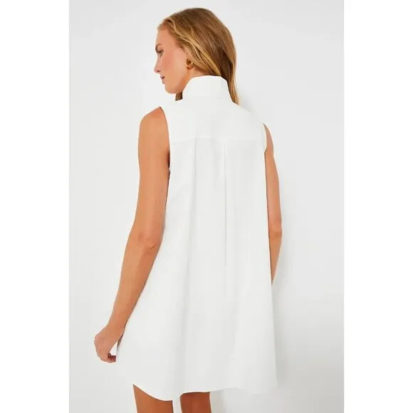 NWT Tuckernuck Charlie in White Sleeveless Cotton Blend Shirt Dress L