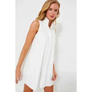 NWT Tuckernuck Charlie in White Sleeveless Cotton Blend Shirt Dress L