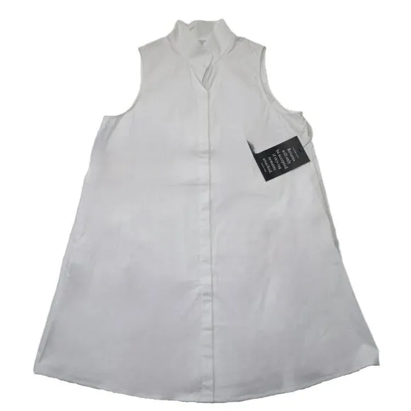 NWT Tuckernuck Charlie in White Sleeveless Cotton Blend Shirt Dress L