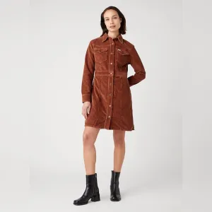 NWT Wrangler Slim-Fit Western Corduroy Dress in Pony Brown Size S