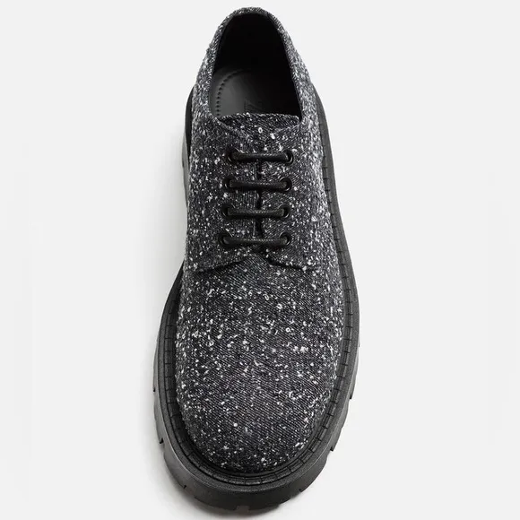 NWT - ZARA MEN’S CHUNKY FABRIC DERBY SHOES, BLUE - SIZE 8