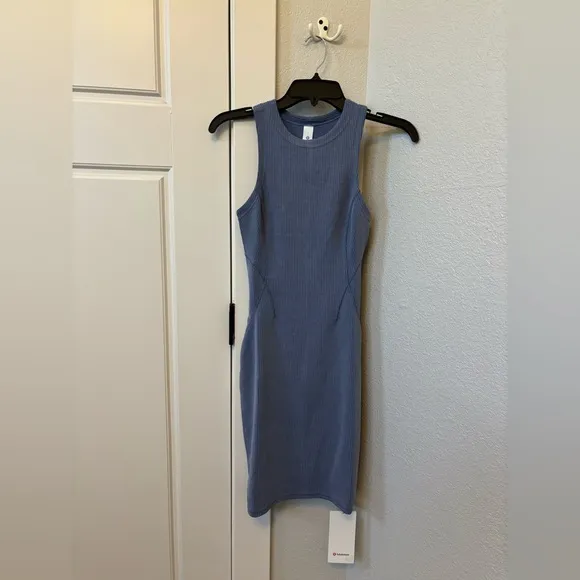NWT!🍋🍋Lululemon Ribbed Softstreme Slim-Fit Tank Dress🍋🍋. Size 2. Oasis Blue.