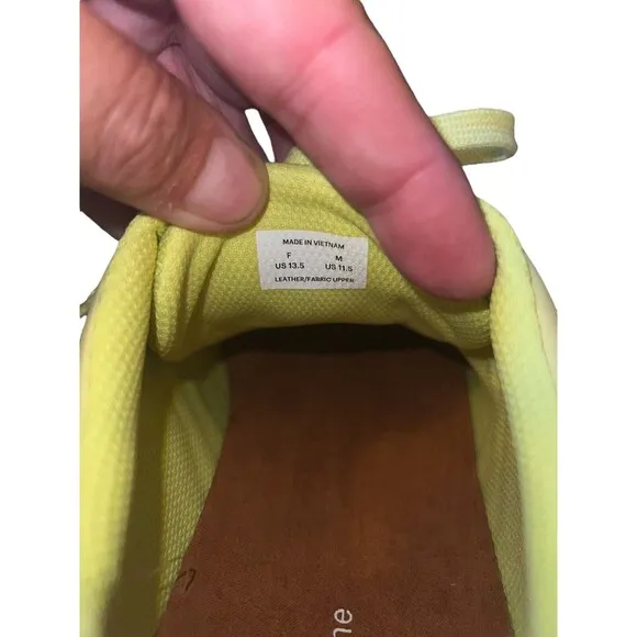 O BY EVERLANE THE TRAINER Unisex Sneakers Yellow Leather F 13.5 M 11.5 NWOB NEW