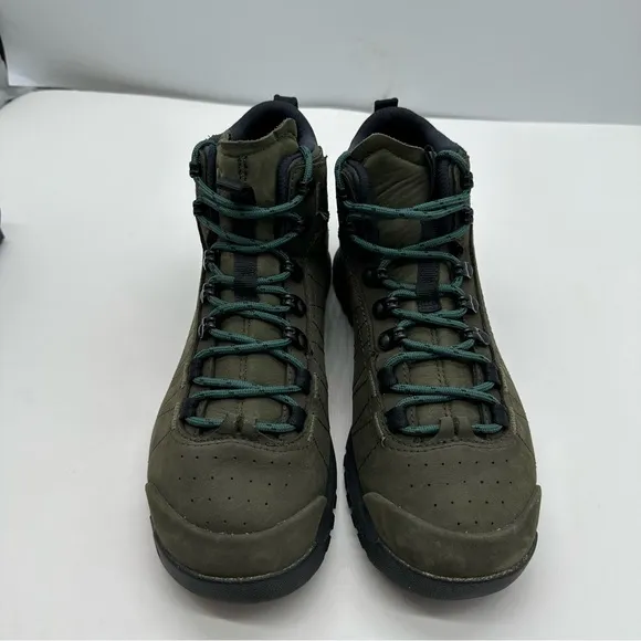 OBOZ Bozeman Mid Mens 8.5 Hiking Boots Shoes Leather Green Ankle Trail Trekking