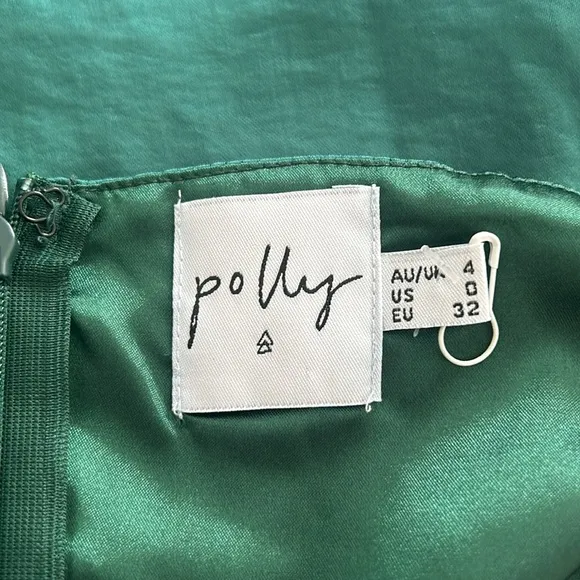 Oh Polly Emerald Green Asymetrical Satin Side Slit Midi Dress