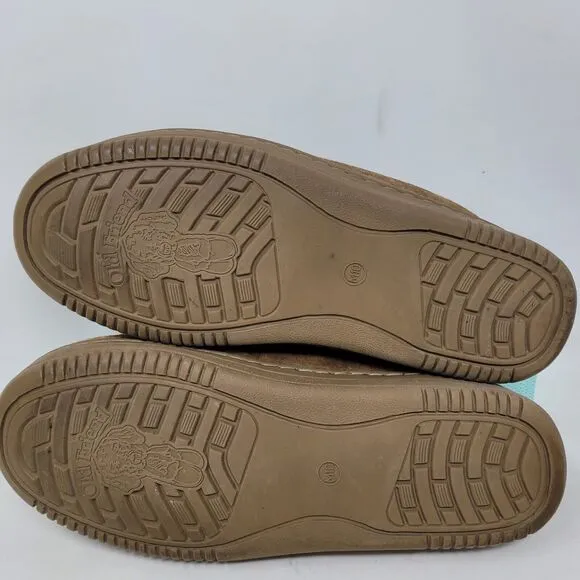 Old Friend Mens Slippers Brown Suede Leather Sheepskin Fleece Mens 10 (9-11) 99%