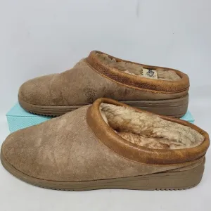 Old Friend Mens Slippers Brown Suede Leather Sheepskin Fleece Mens 10 (9-11) 99%