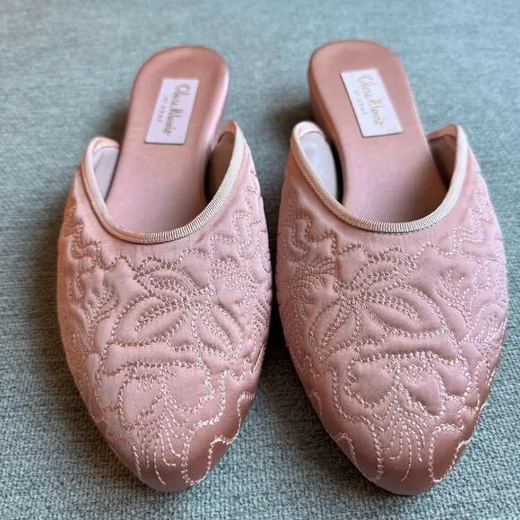 OLIVIA MORRIS AT HOME Poppy open-back satin slippers