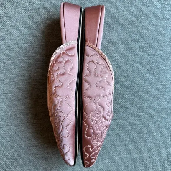 OLIVIA MORRIS AT HOME Poppy open-back satin slippers