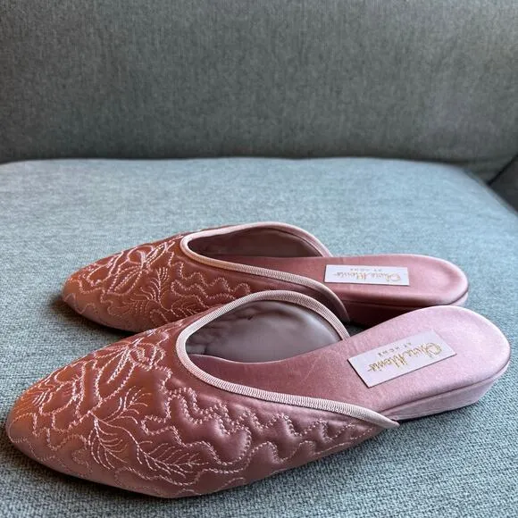 OLIVIA MORRIS AT HOME Poppy open-back satin slippers